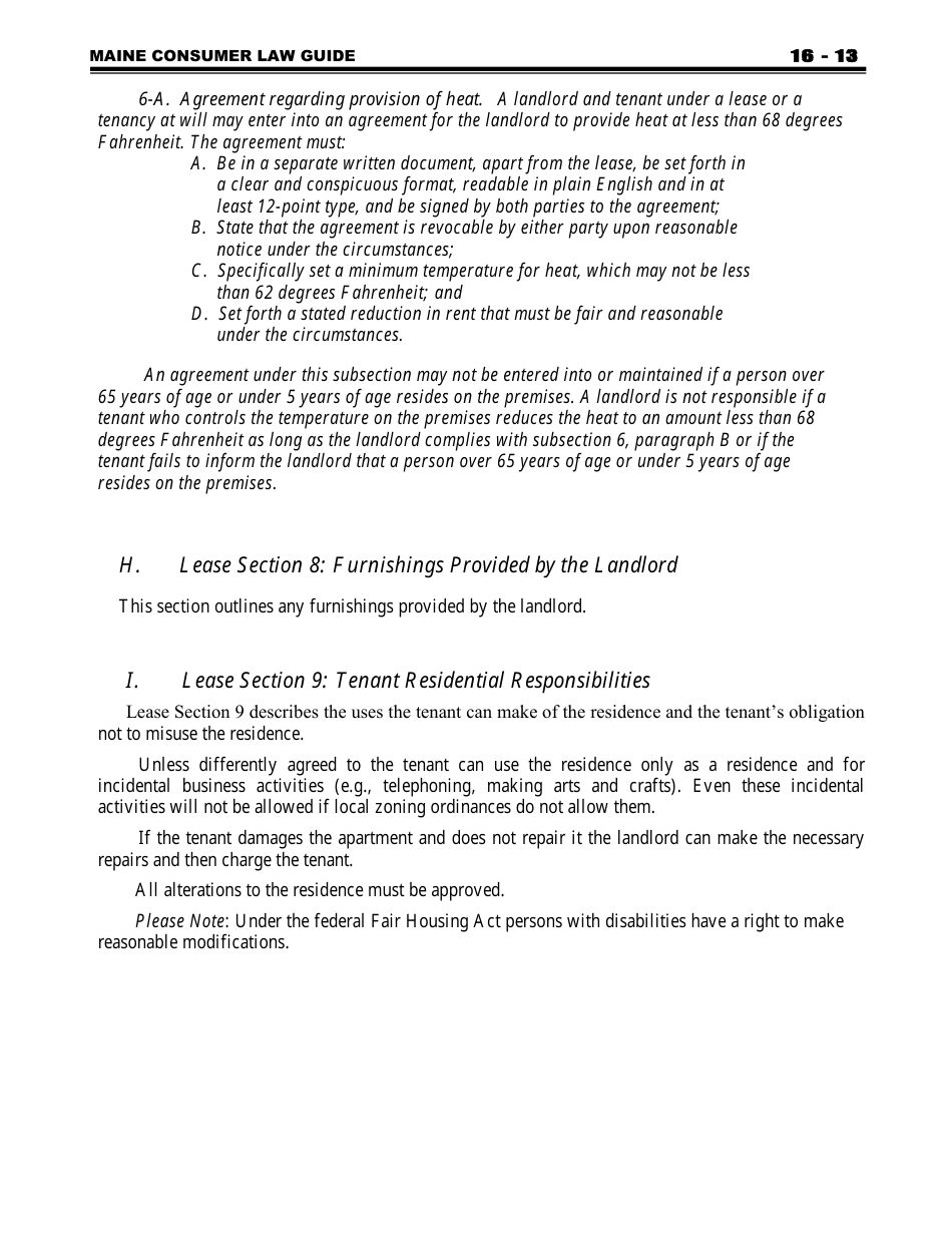 Attorney Generals Model Landlord-Tenant Lease - Maine, Page 13