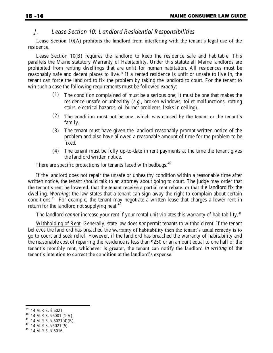 Attorney Generals Model Landlord-Tenant Lease - Maine, Page 14