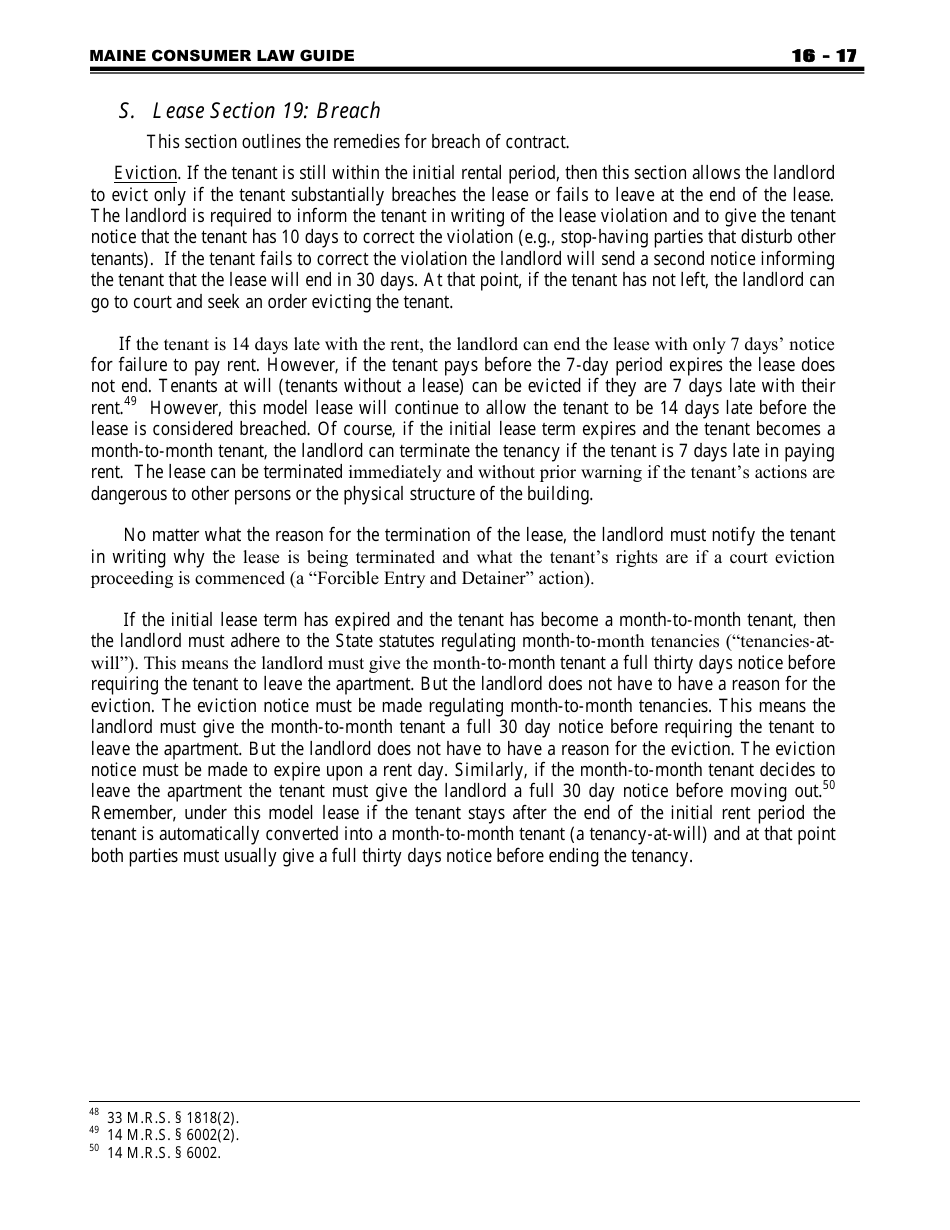 Attorney Generals Model Landlord-Tenant Lease - Maine, Page 17