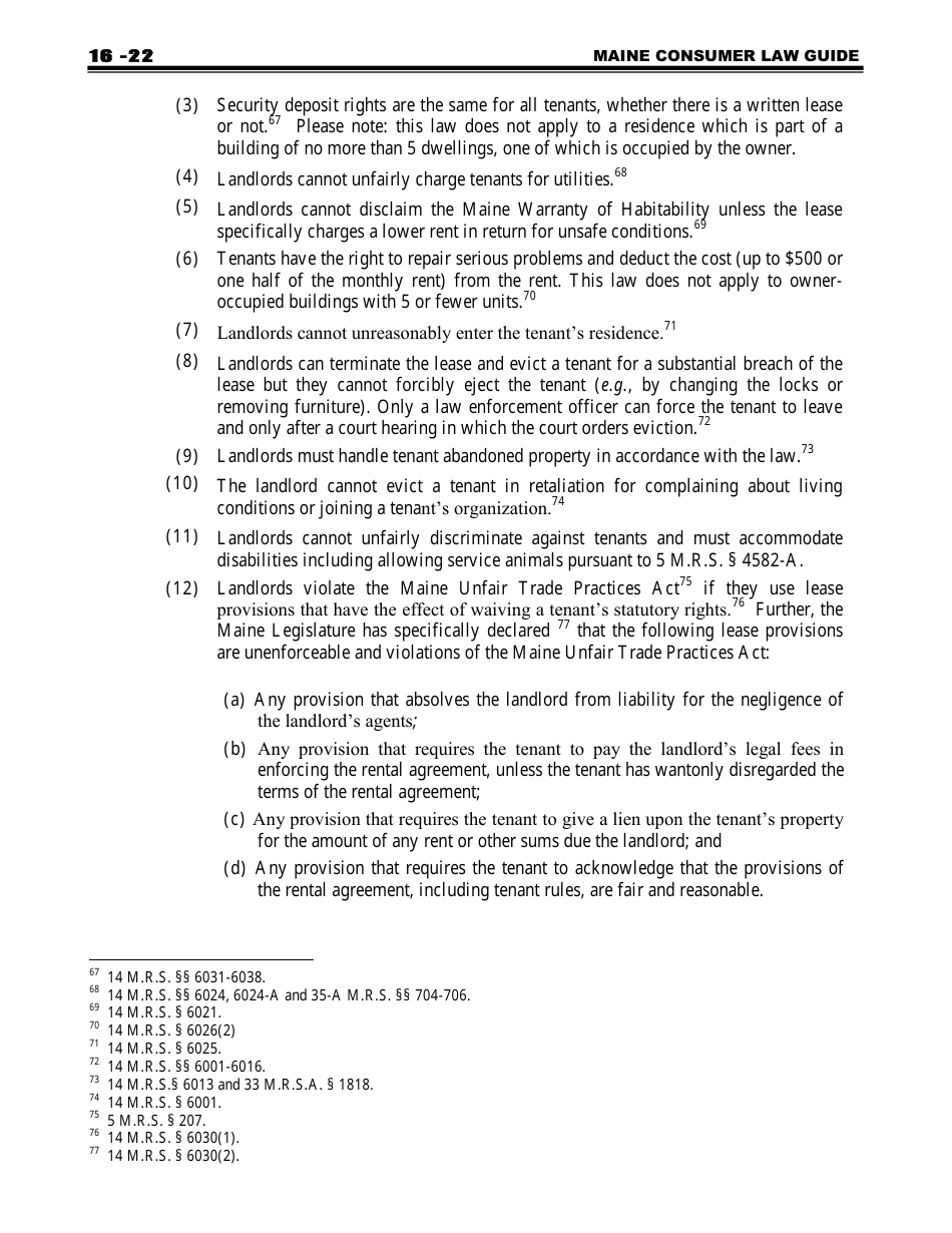 Attorney Generals Model Landlord-Tenant Lease - Maine, Page 22