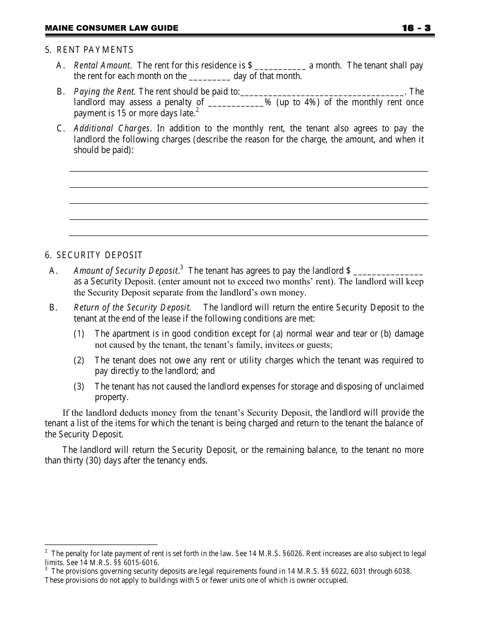 Attorney Generals Model Landlord-Tenant Lease - Maine, Page 3