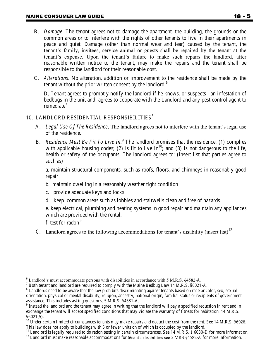 Attorney Generals Model Landlord-Tenant Lease - Maine, Page 5