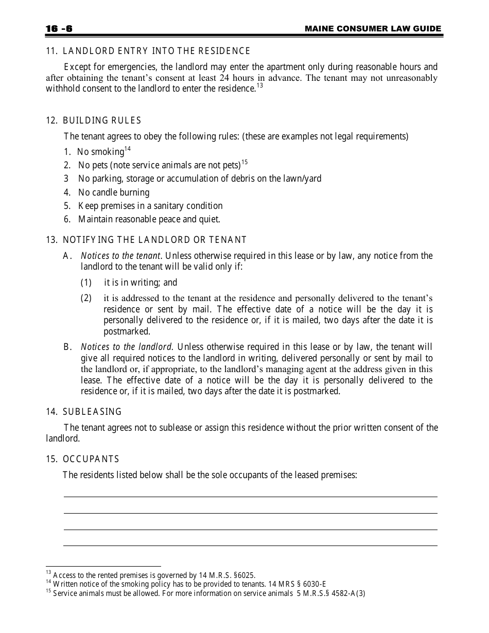 Attorney Generals Model Landlord-Tenant Lease - Maine, Page 6