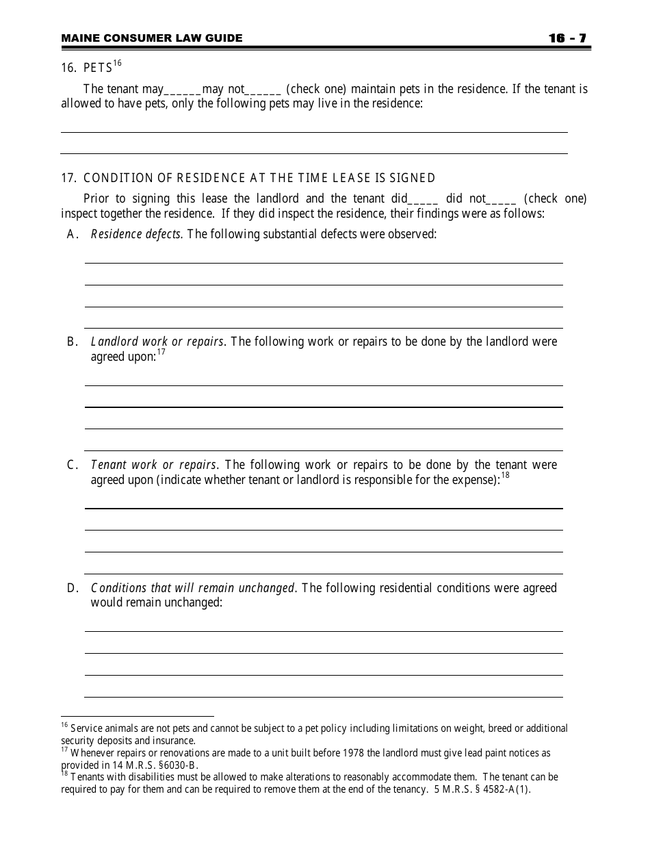 Attorney Generals Model Landlord-Tenant Lease - Maine, Page 7