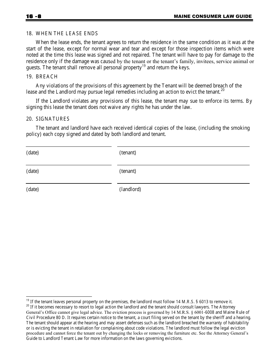 Attorney Generals Model Landlord-Tenant Lease - Maine, Page 8