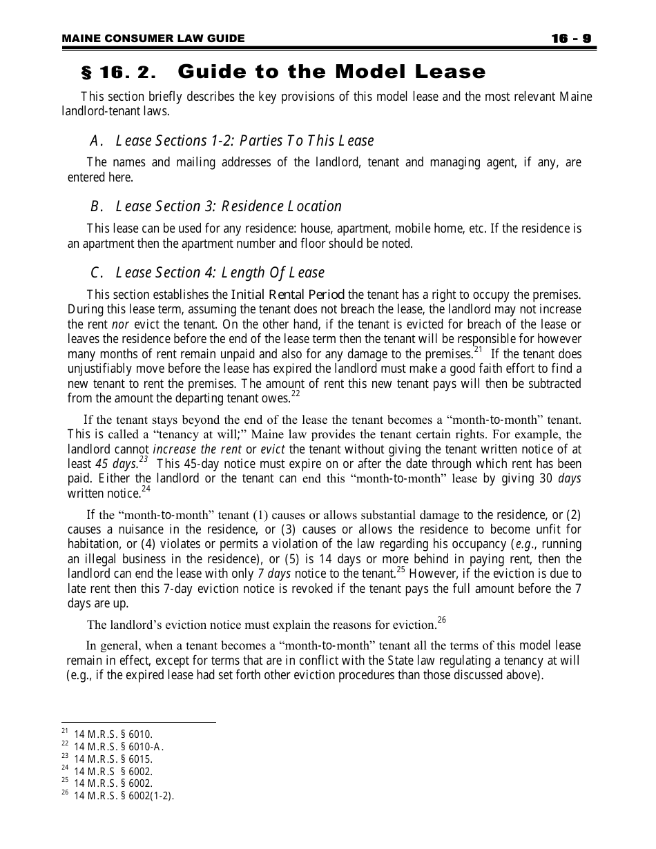 Attorney Generals Model Landlord-Tenant Lease - Maine, Page 9