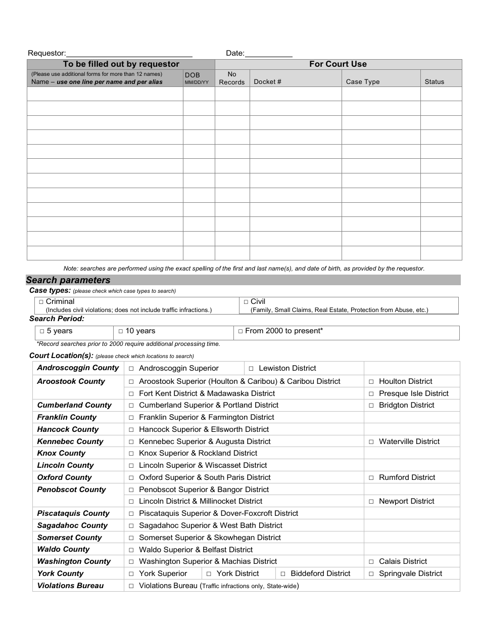 Request for Record Search - Maine, Page 3