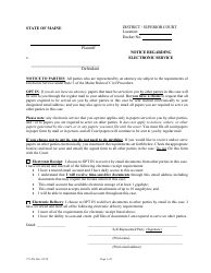 Document preview: Form CV-ES Notice Regarding Electronic Service - Maine