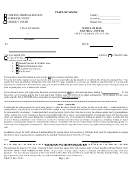 Document preview: Form CR-127 Notice of Fine and Plea / Answer - Maine