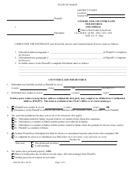 Form FM-186 &quot;Answer and Counterclaim for Divorce (With Children)&quot; - Maine