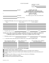 Form FM-006 Compliant for Determination of Parentage, Parental Rights &amp; Responsibilities, Child Support - Maine