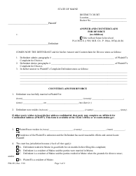 Form FM-223 Answer and Counterclaim for Divorce (No Children) - Maine