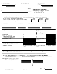Document preview: Form FM-040-S Child Support Worksheet - Maine