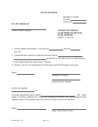 Form AD-004 &quot;Consent by Person (14 or More Years Old) to Be Adopted&quot; - Maine