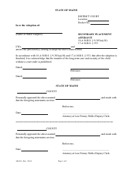 Form AD-011 &quot;Secondary Placement Affidavit&quot; - Maine