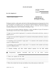 Form AD-007 &quot;Report of Disbursements&quot; - Maine