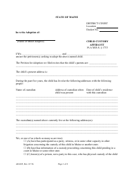 Form AD-005 Child Custody Affidavit - Maine