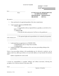 Form GS-006 &quot;Acceptance of Appointment by Guardian of Minor&quot; - Maine