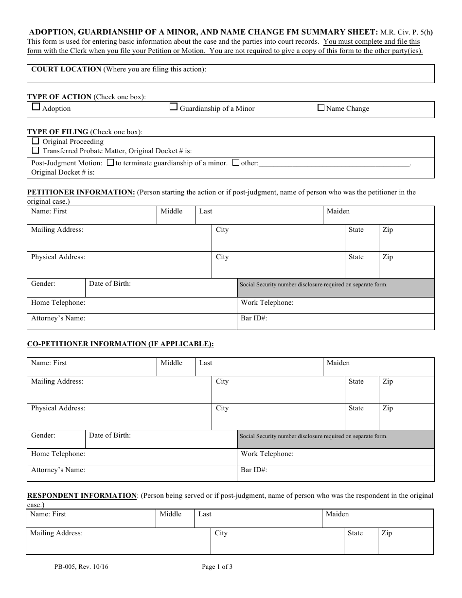 Form PB-005 - Fill Out, Sign Online and Download Printable PDF, Maine ...