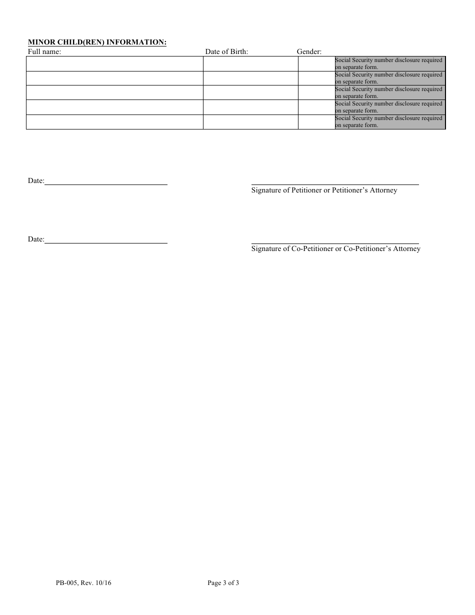 Form PB-005 Adoption, Guardianship of a Minor, and Name Change Fm Summary Sheet - Maine, Page 3