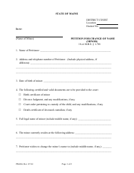 Document preview: Form PB-004 Petition for Change of Name (Minor) - Maine