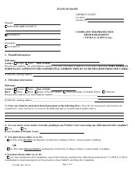 Form PA-006 Complaint for Protection From Harassment - Maine