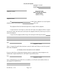 Form SC-003 &quot;Request for Disclosure Hearing (Small Claims)&quot; - Maine