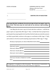 Document preview: Form SJC-001 Certificate of Signature - Maine