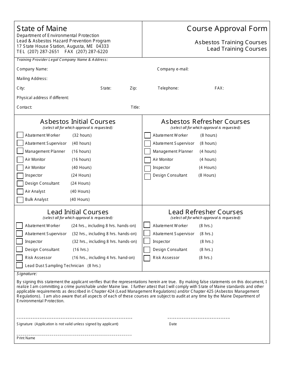Asbestos or Lead Business License Application Packet - Maine, Page 11