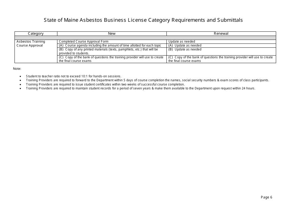 Asbestos or Lead Business License Application Packet - Maine, Page 6