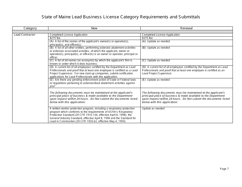 Maine Asbestos or Lead Business License Application Packet - Fill Out ...