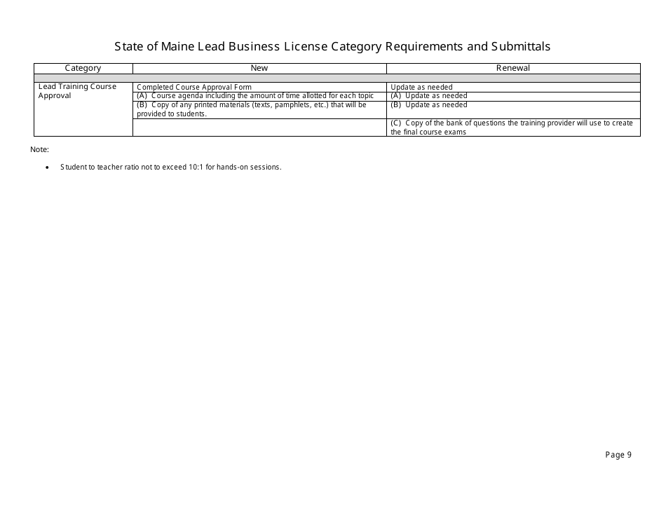 Asbestos or Lead Business License Application Packet - Maine, Page 9