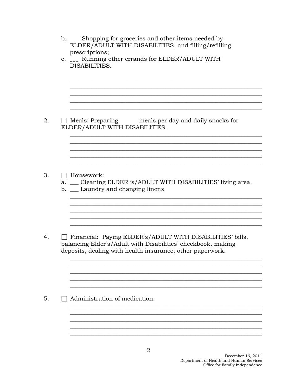 Long Term Care Personal Support Services Agreement Form - Maine, Page 2