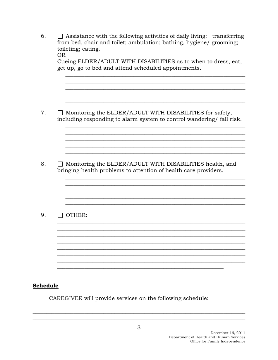 Long Term Care Personal Support Services Agreement Form - Maine, Page 3
