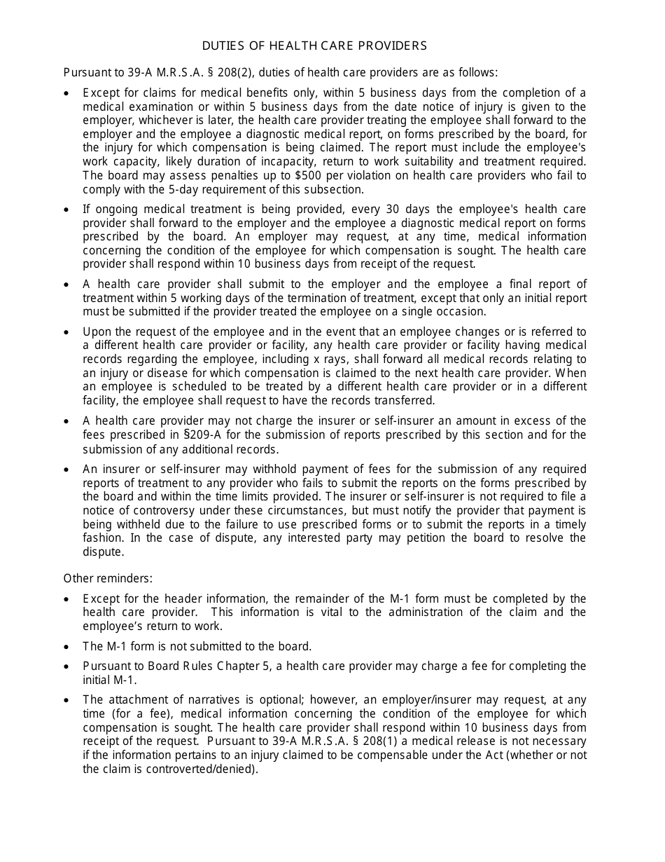 Form M-1 Diagnostic Medical Report - Maine, Page 3