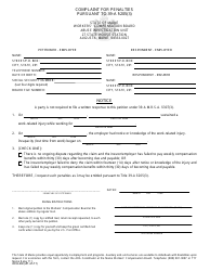 Form WCB-400 &quot;Complaint for Penalties Pursuant to 39-a 205(3)&quot; - Maine