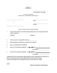 Document preview: Appendix I Joint Scheduling Memorandum - Maine
