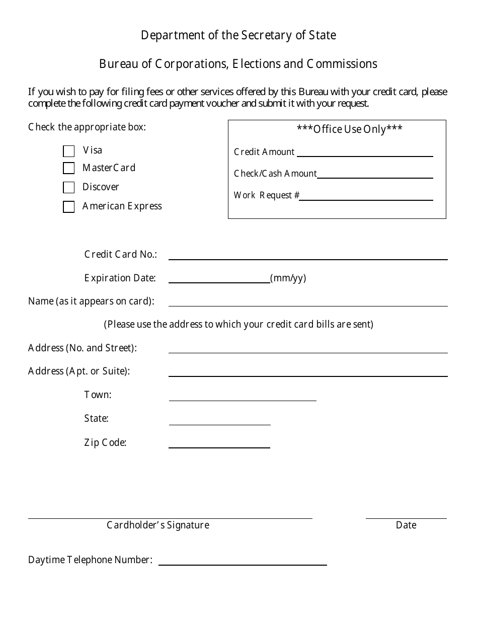 Maine Credit Card Payment Voucher Form - Fill Out, Sign Online And 