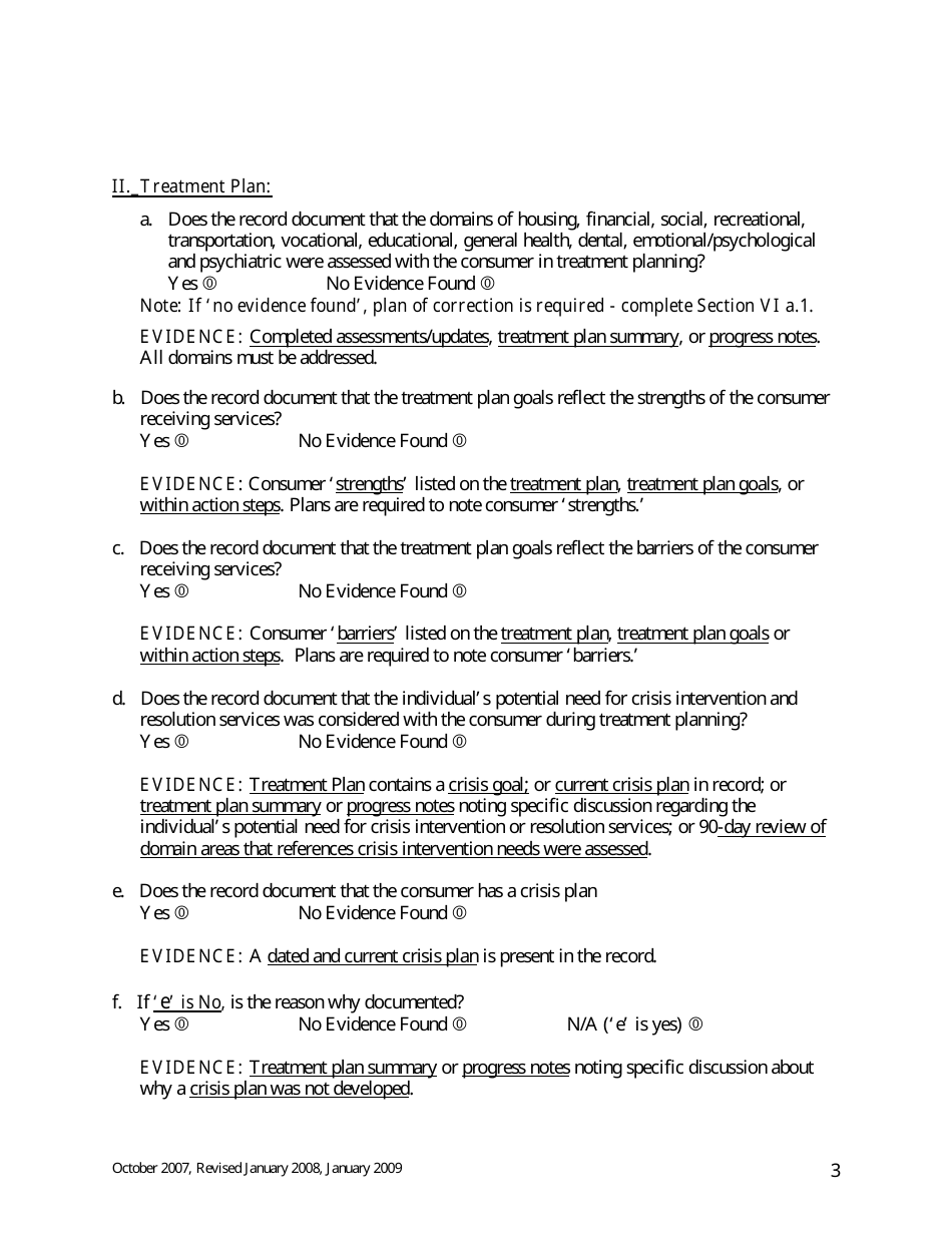 Class Member Treatment Planning Review Directions  Evidence - Maine, Page 3