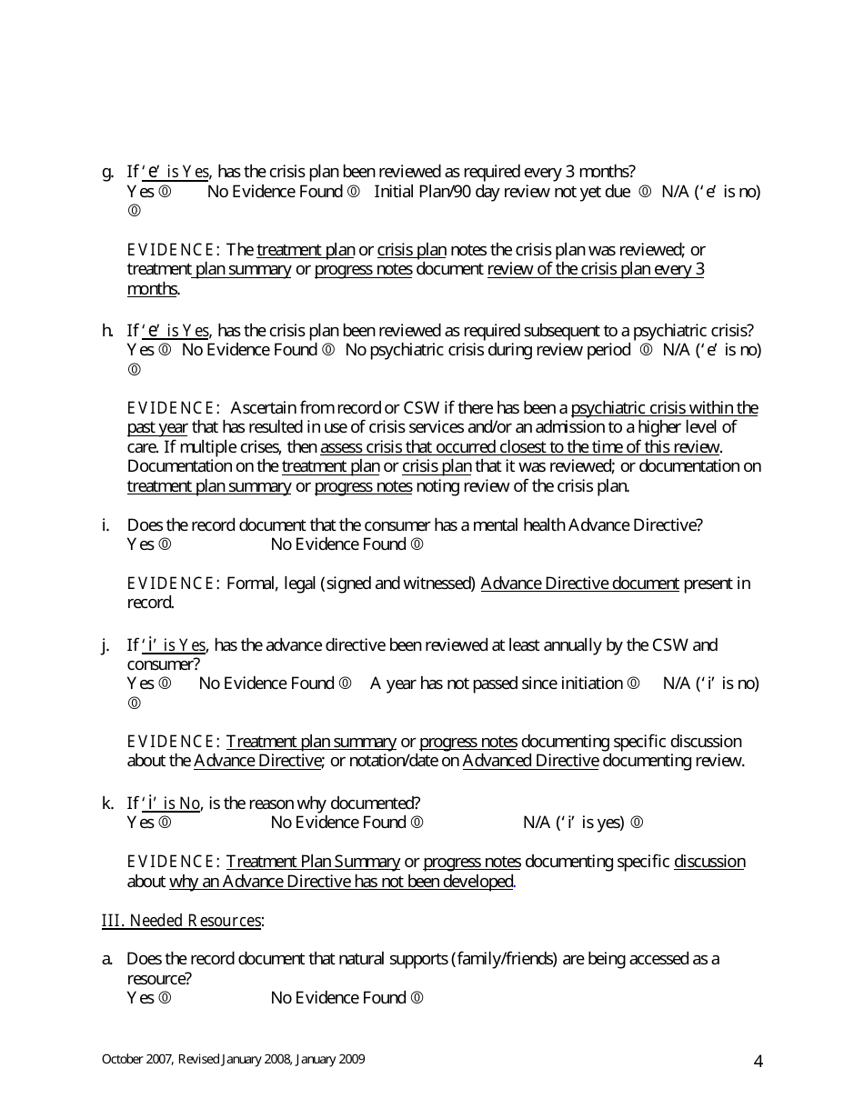 Class Member Treatment Planning Review Directions  Evidence - Maine, Page 4