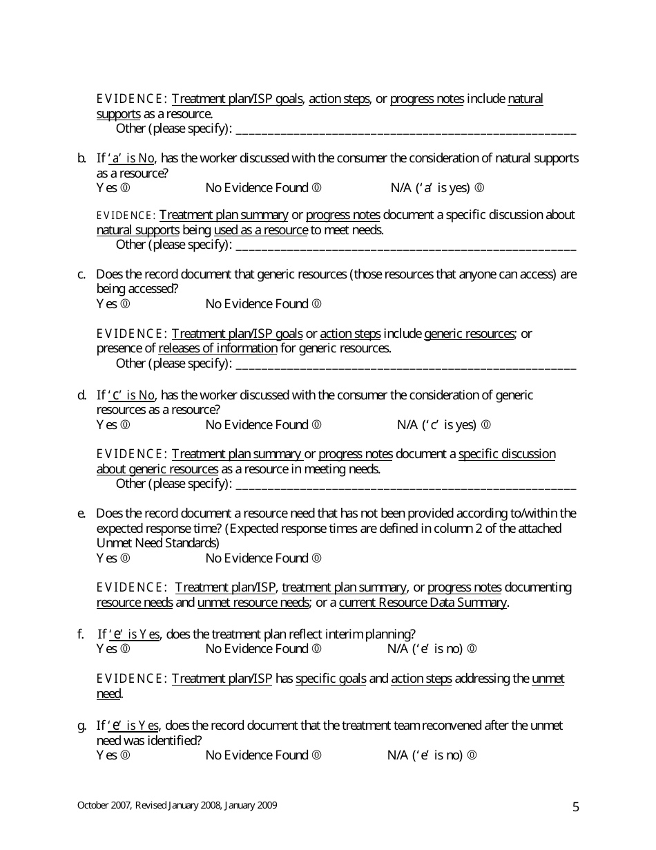 Class Member Treatment Planning Review Directions  Evidence - Maine, Page 5