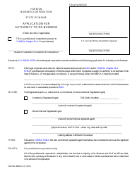 Form MBCA-12 Application for Authority to Do Business - Foreign Business Corporation - Maine