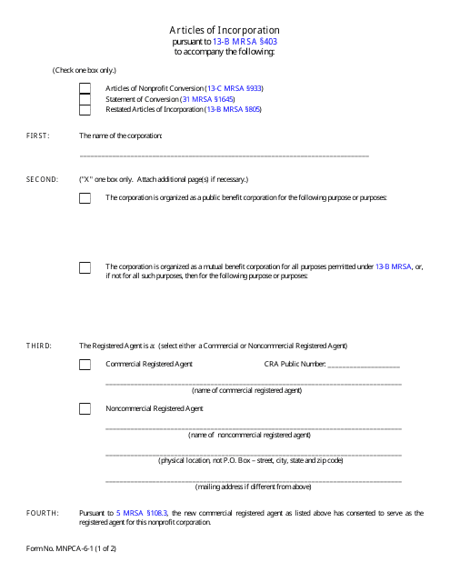 Form MNPCA-6-1  Printable Pdf