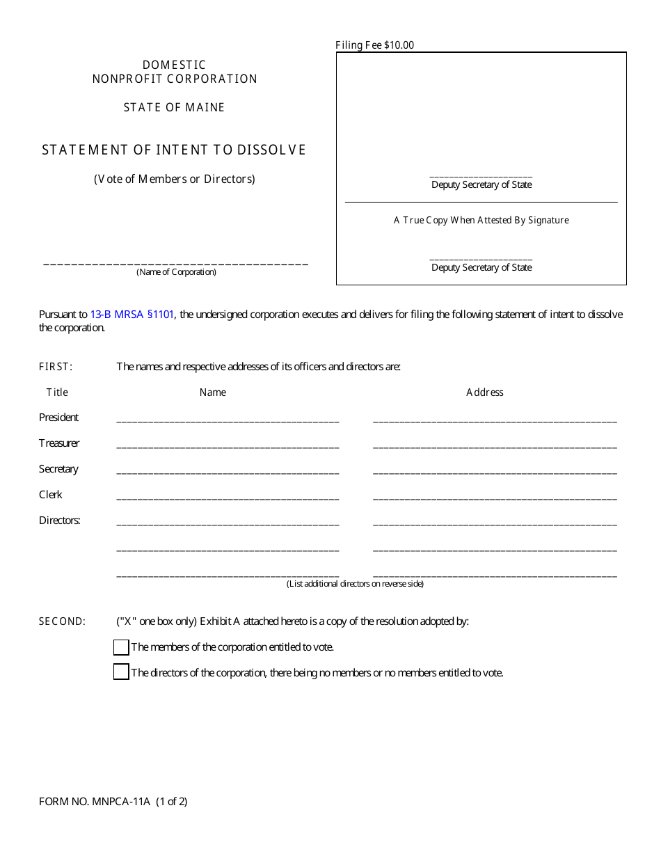 Form MNPCA-11A - Fill Out, Sign Online And Download Fillable PDF, Maine ...