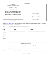 Document preview: Form MNPCA-11B Statement of Revocation of Voluntary Dissolution Proceedings (Written Consent of Members or Directors) - Maine
