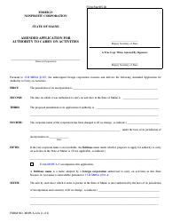 Form MNPCA-12A Amended Application for Authority to Carry on Activities - Maine