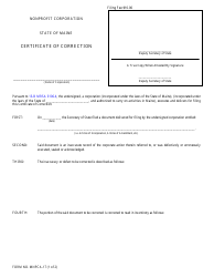 Form MNPCA-17 Certificate of Correction - Maine