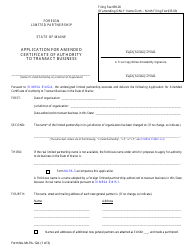 Document preview: Form MLPA-12A Application for Amended Certificate of Authority to Transact Business - Maine