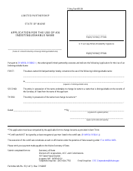 Form MLPA-15 Application for the Use of an Indistinguishable Name - Maine