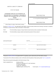 Document preview: Form MLLC-5A Termination of Statement of Intention to Transact Business Under an Assumed or Fictitious Name (For Maine or Foreign LLC) - Maine